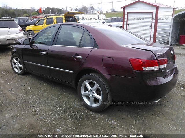 5NPEU46FX8H300740 - 2008 HYUNDAI SONATA SE/LIMITED MAROON photo 3