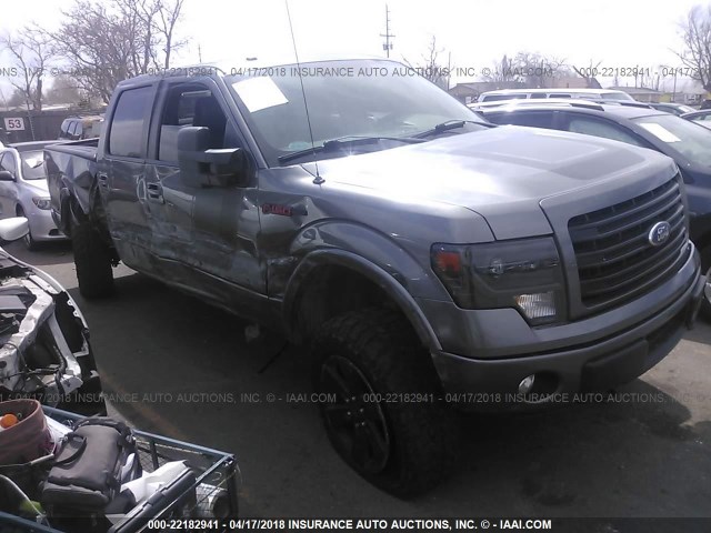 1FTFW1ET2EFB39827 - 2014 FORD F150 SUPERCREW GRAY photo 1