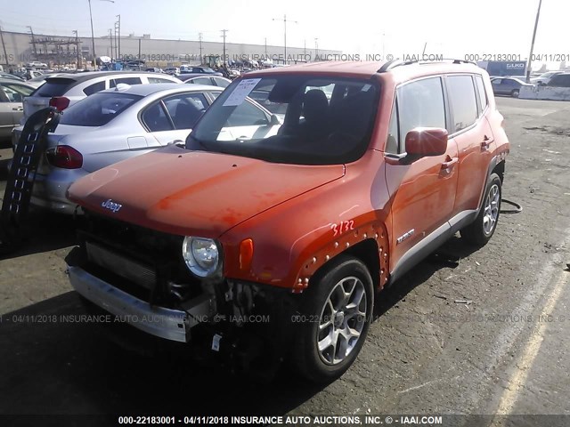 ZACCJABT6GPC53710 - 2016 JEEP RENEGADE LATITUDE ORANGE photo 2