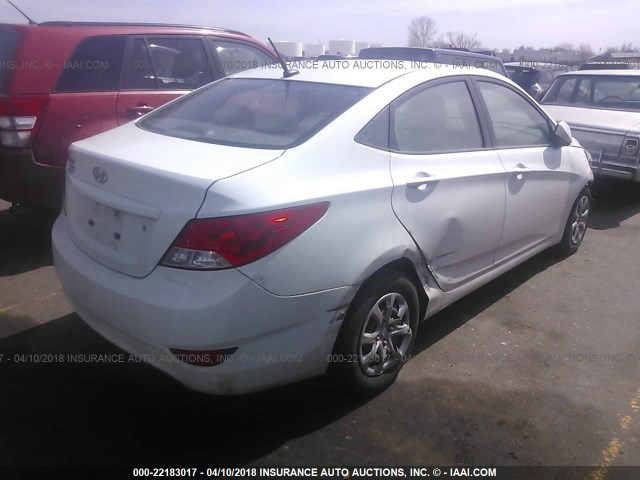 KMHCT4AEXCU176620 - 2012 HYUNDAI ACCENT GLS/GS WHITE photo 4