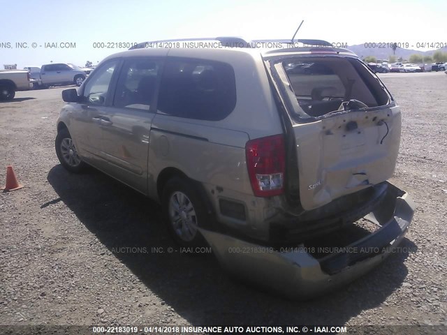 KNDMG4C77B6377471 - 2011 KIA SEDONA LX GOLD photo 3