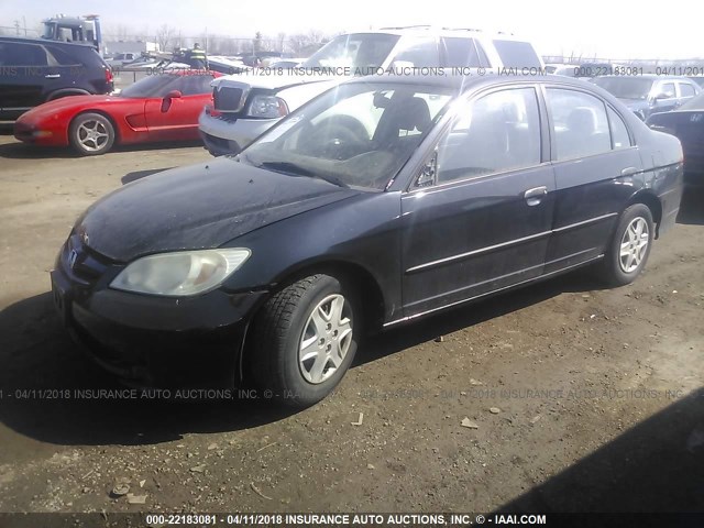 1HGES16365L030344 - 2005 HONDA CIVIC DX VP BLACK photo 2