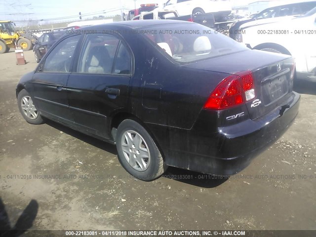 1HGES16365L030344 - 2005 HONDA CIVIC DX VP BLACK photo 3