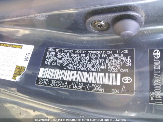 JTKDE177460108411 - 2006 TOYOTA SCION TC 灰色 照片 9