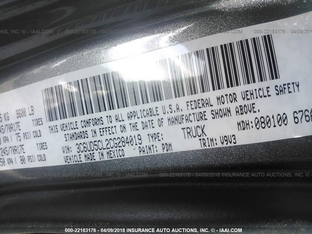 3C6UD5CL2CG284019 - 2012 DODGE RAM 2500 ST GRAY photo 9