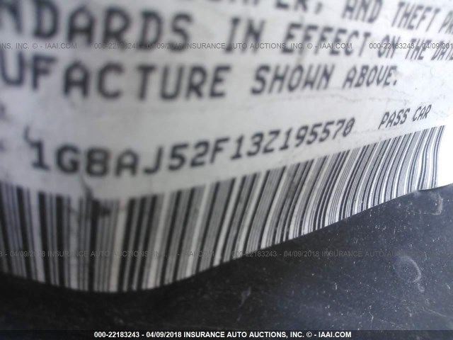 1G8AJ52F13Z195570 - 2003 SATURN ION LEVEL 2 Ağ foto 9