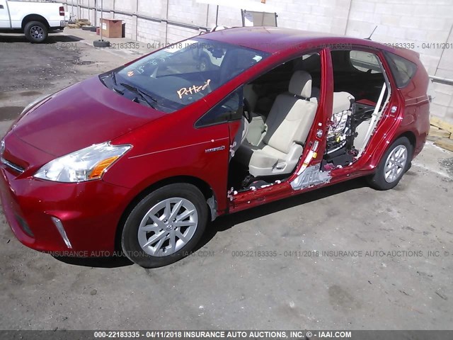 JTDZN3EUXC3126665 - 2012 TOYOTA PRIUS V RED photo 2