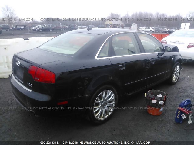 WAUDF78EX8A168658 - 2008 AUDI A4 2.0T QUATTRO BLACK photo 4