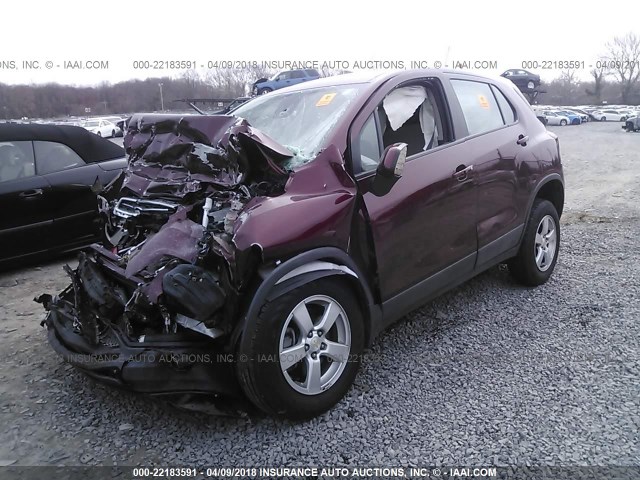 3GNCJNSB3GL253744 - 2016 CHEVROLET TRAX LS BURGUNDY photo 2