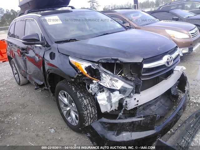 5TDKKRFH3ES007663 - 2014 TOYOTA HIGHLANDER XLE BLACK photo 1