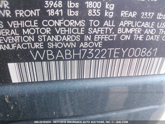 WBABH7322TEY00861 - 1996 BMW 318 IC BLUE photo 9