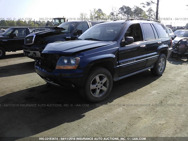 1J8GX68J84C244003 - 2004 JEEP GRAND CHEROKEE OVERLAND BLUE photo 2