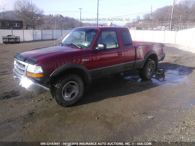 1FTZR15X0WTA37274 - 1998 FORD RANGER SUPER CAB RED photo 2