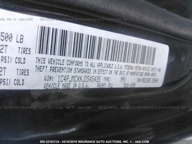 1C4PJMCXXJD545435 - 2018 JEEP CHEROKEE LATITUDE Қара фото 9