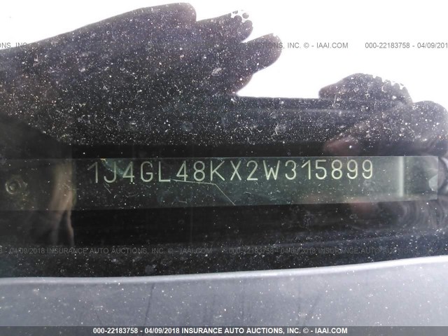 1J4GL48KX2W315899 - 2002 JEEP LIBERTY SPORT 黑色 照片 9