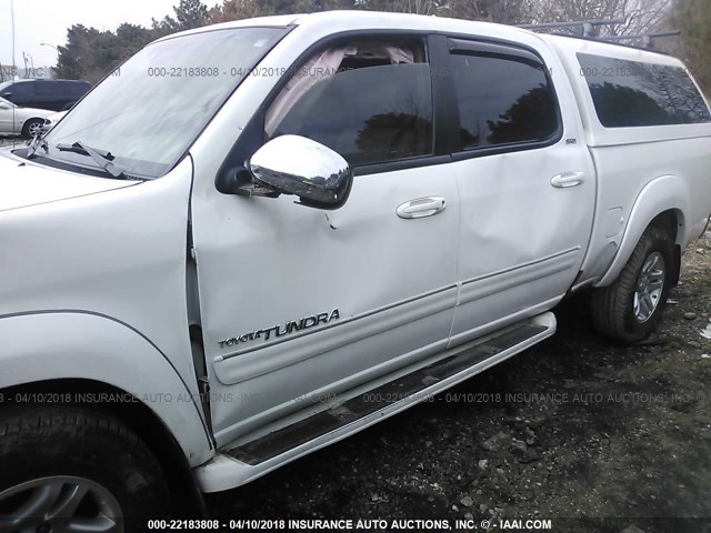 5TBDT44186S530542 - 2006 TOYOTA TUNDRA DOUBLE CAB SR5 WHITE photo 6