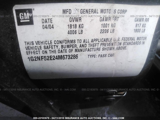 1G2NF52E24M673286 - 2004 PONTIAC GRAND AM SE1 GRAY photo 9