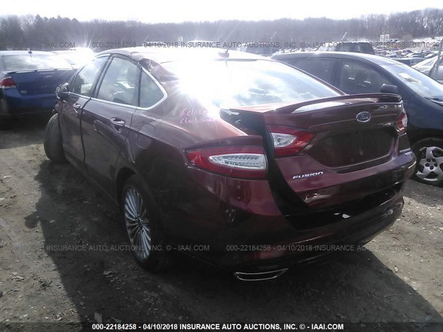 3FA6P0D99ER165735 - 2014 FORD FUSION TITANIUM RED photo 3