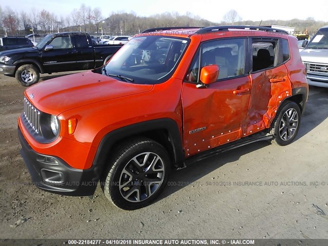 ZACCJBBB1HPE54655 - 2017 JEEP RENEGADE LATITUDE ORANGE photo 2