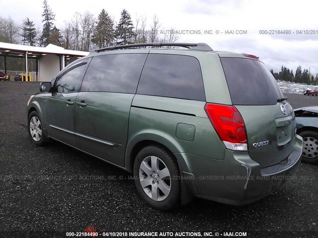 5N1BV28U74N300491 - 2004 NISSAN QUEST S/SE/SL GREEN photo 3