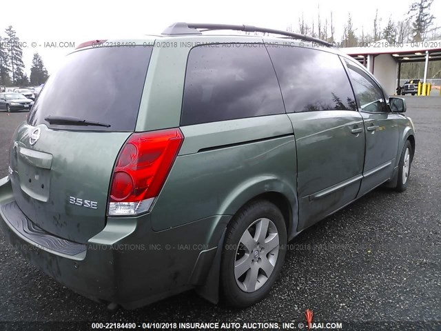 5N1BV28U74N300491 - 2004 NISSAN QUEST S/SE/SL GREEN photo 4