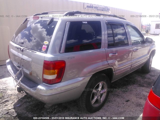 1J4GW58N01C584677 - 2001 JEEP GRAND CHEROKEE LIMITED SILVER photo 4