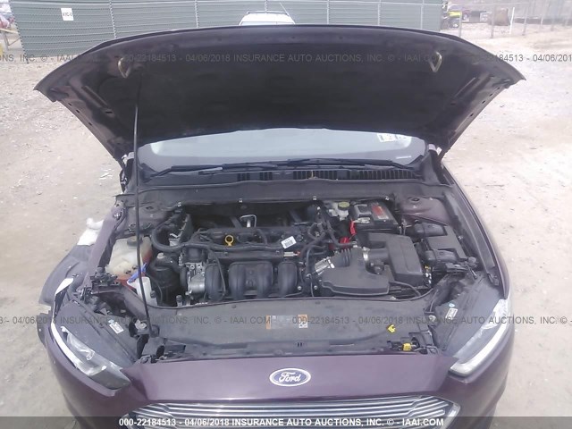 3FA6P0G73DR154657 - 2013 FORD FUSION S MAROON photo 10