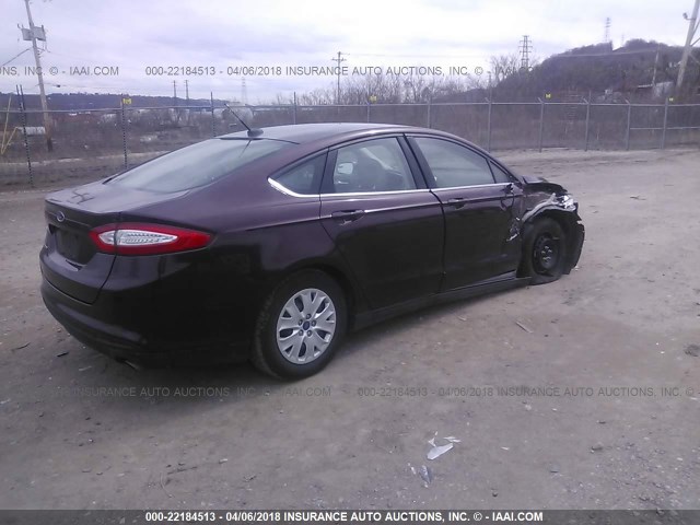 3FA6P0G73DR154657 - 2013 FORD FUSION S MAROON photo 4