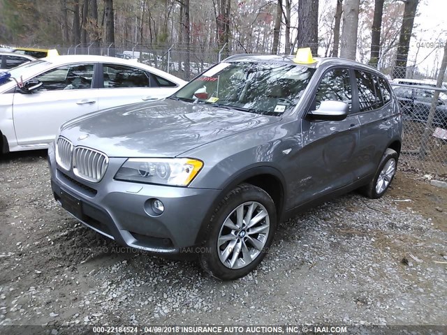 5UXWX9C56D0A18205 - 2013 BMW X3 XDRIVE28I GRAY photo 2