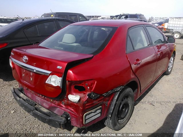 2T1BU4EE4BC709984 - 2011 TOYOTA COROLLA S/LE RED photo 4