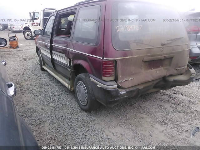 2P4GH4533MR143324 - 1991 PLYMOUTH VOYAGER SE MAROON photo 3