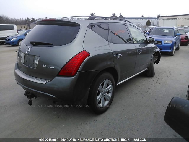 JN8AZ08W67W608037 - 2007 NISSAN MURANO SL/SE/S GRAY photo 4