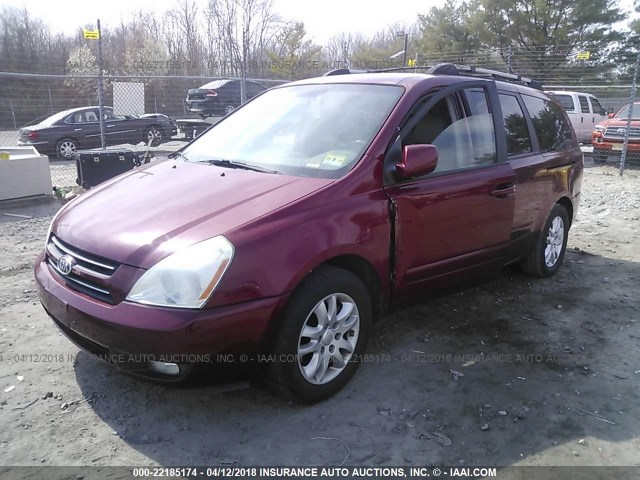 KNDMB233X76112745 - 2007 KIA SEDONA EX/LX RED photo 2