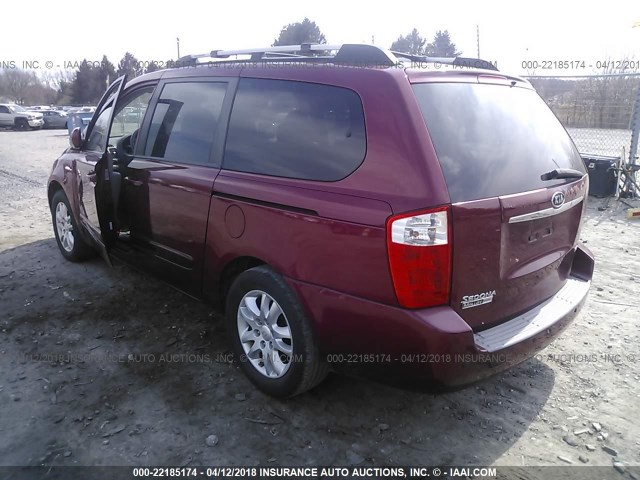 KNDMB233X76112745 - 2007 KIA SEDONA EX/LX RED photo 3