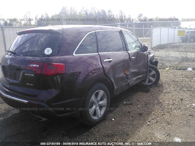 2HNYD2H45BH505244 - 2011 ACURA MDX TECHNOLOGY BURGUNDY photo 4