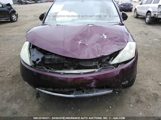 JN8AZ08T96W428135 - 2006 NISSAN MURANO SL/SE/S MAROON photo 6