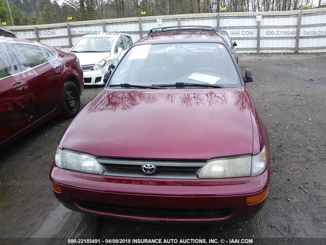 JT2AE09V1R0058760 - 1994 TOYOTA COROLLA DX BURGUNDY photo 6