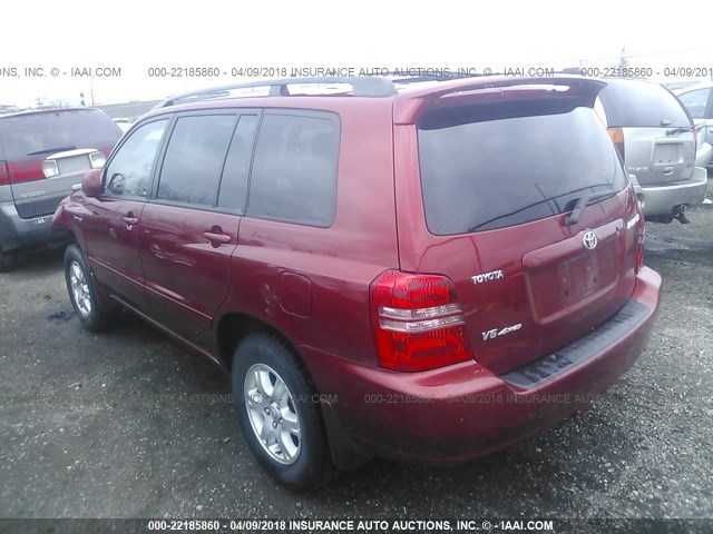 JTEHF21A430117133 - 2003 TOYOTA HIGHLANDER LIMITED RED photo 3