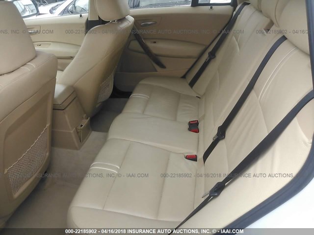 WBXPA93416WG83112 - 2006 BMW X3 3.0I WHITE photo 8