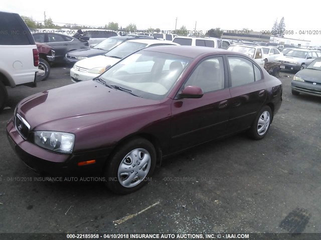 KMHDN45D11U217715 - 2001 HYUNDAI ELANTRA GLS/GT MAROON photo 2