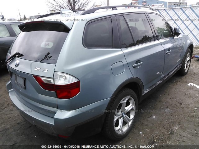 WBXPC9C49AWJ33155 - 2010 BMW X3 XDRIVE30I BLUE photo 4