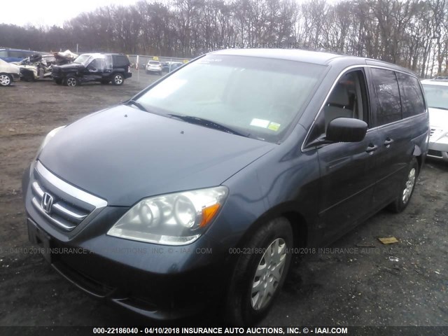 5FNRL38226B100794 - 2006 HONDA ODYSSEY LX BLUE photo 2