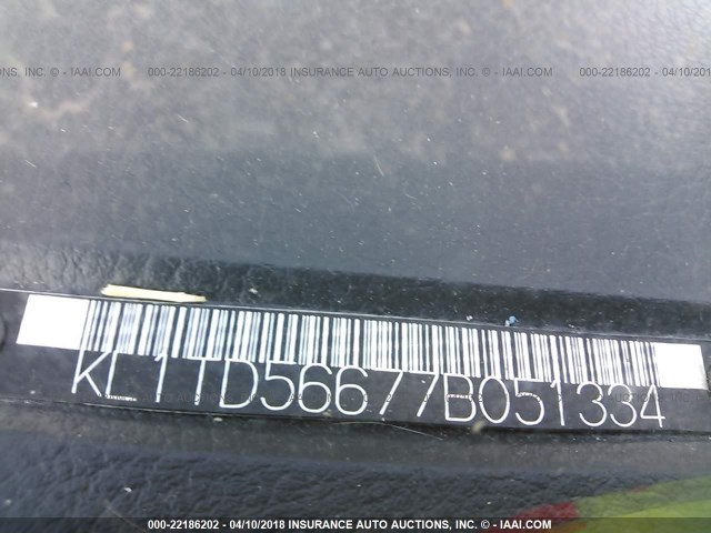 KL1TD56677B051334 - 2007 CHEVROLET AVEO LS 蓝色 照片 9