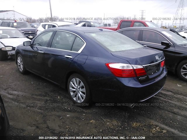 1HGCR3F88EA015365 - 2014 HONDA ACCORD EXL BLUE photo 3