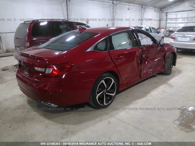 1HGCV1F32JA044973 - 2018 HONDA ACCORD SPORT 红色 照片 4