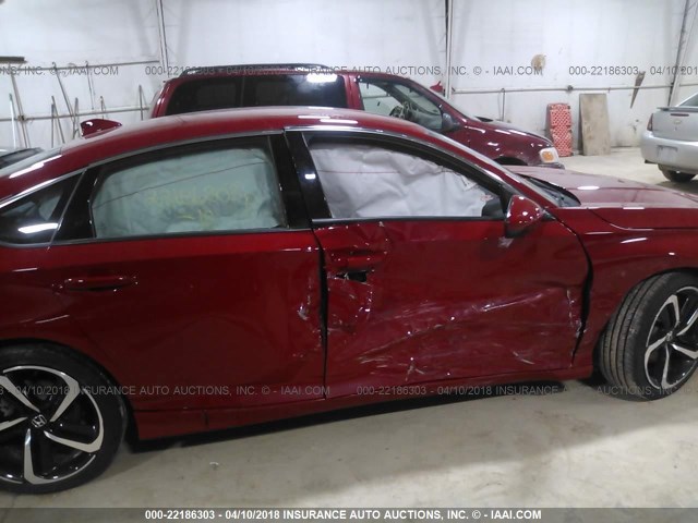 1HGCV1F32JA044973 - 2018 HONDA ACCORD SPORT 红色 照片 6