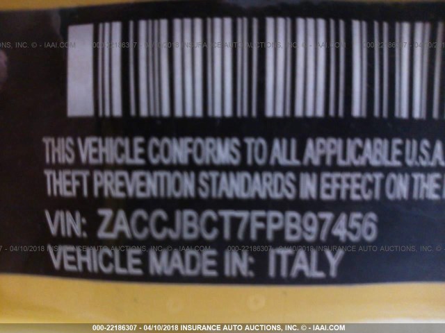 ZACCJBCT7FPB97456 - 2015 JEEP RENEGADE TRAILHAWK YELLOW photo 9