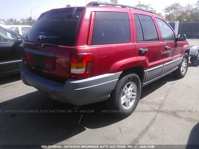 1J4GX48S92C301031 - 2002 JEEP GRAND CHEROKEE LAREDO RED photo 4