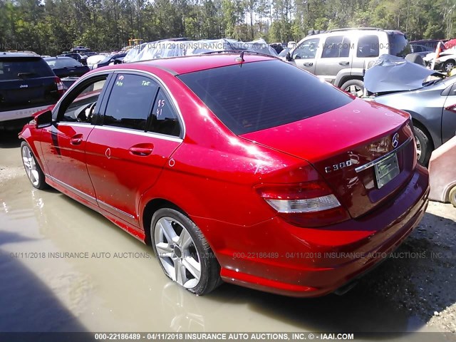 WDDGF5EB2AF478171 - 2010 MERCEDES-BENZ C 300 RED photo 3