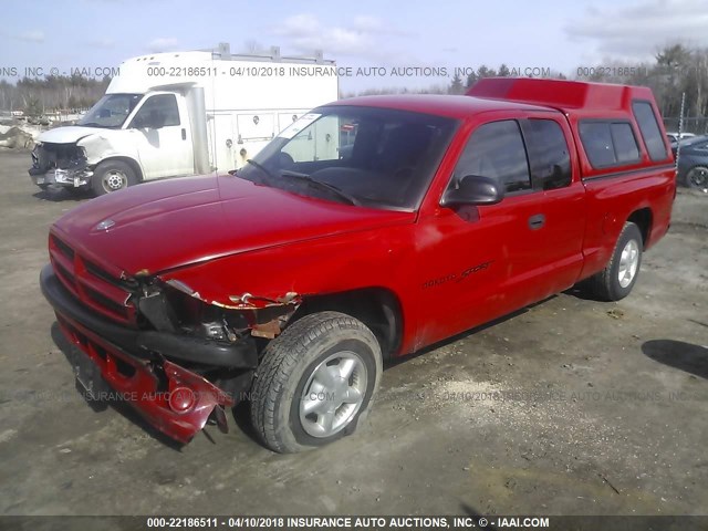 1B7GL22X5WS762555 - 1998 DODGE DAKOTA RED photo 2